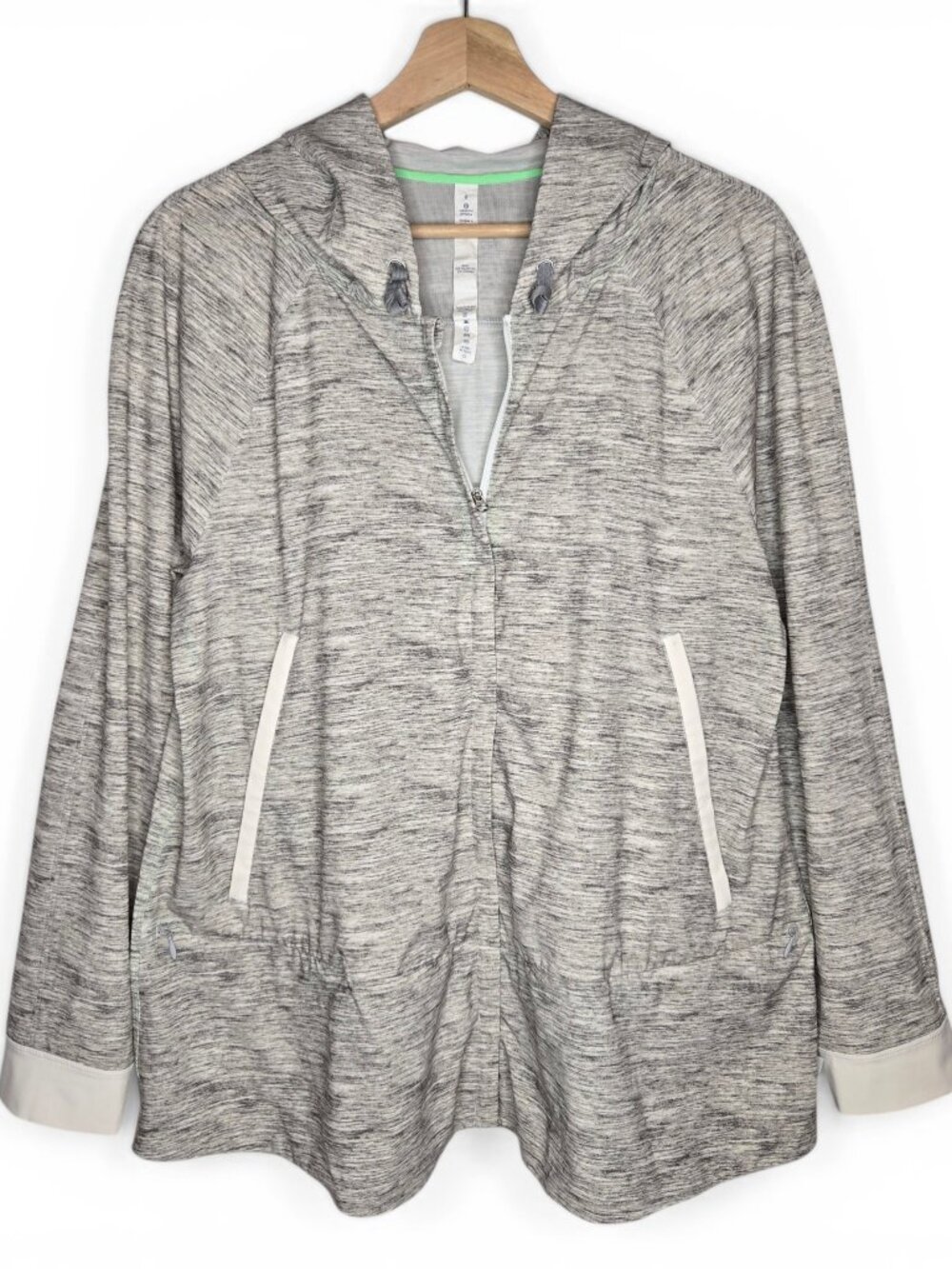 Lululemon Sun Showers Hoodie Jacket Women Pleated Hem Full Zip Heather‎ Grey 8